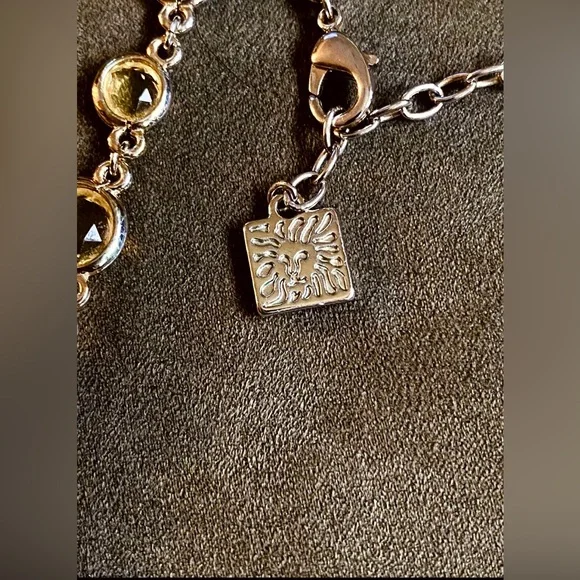 Anne Klein - Vintage 90’s Bezeled Gold Tone “Flapper Necklace” - Picture 5 of 6